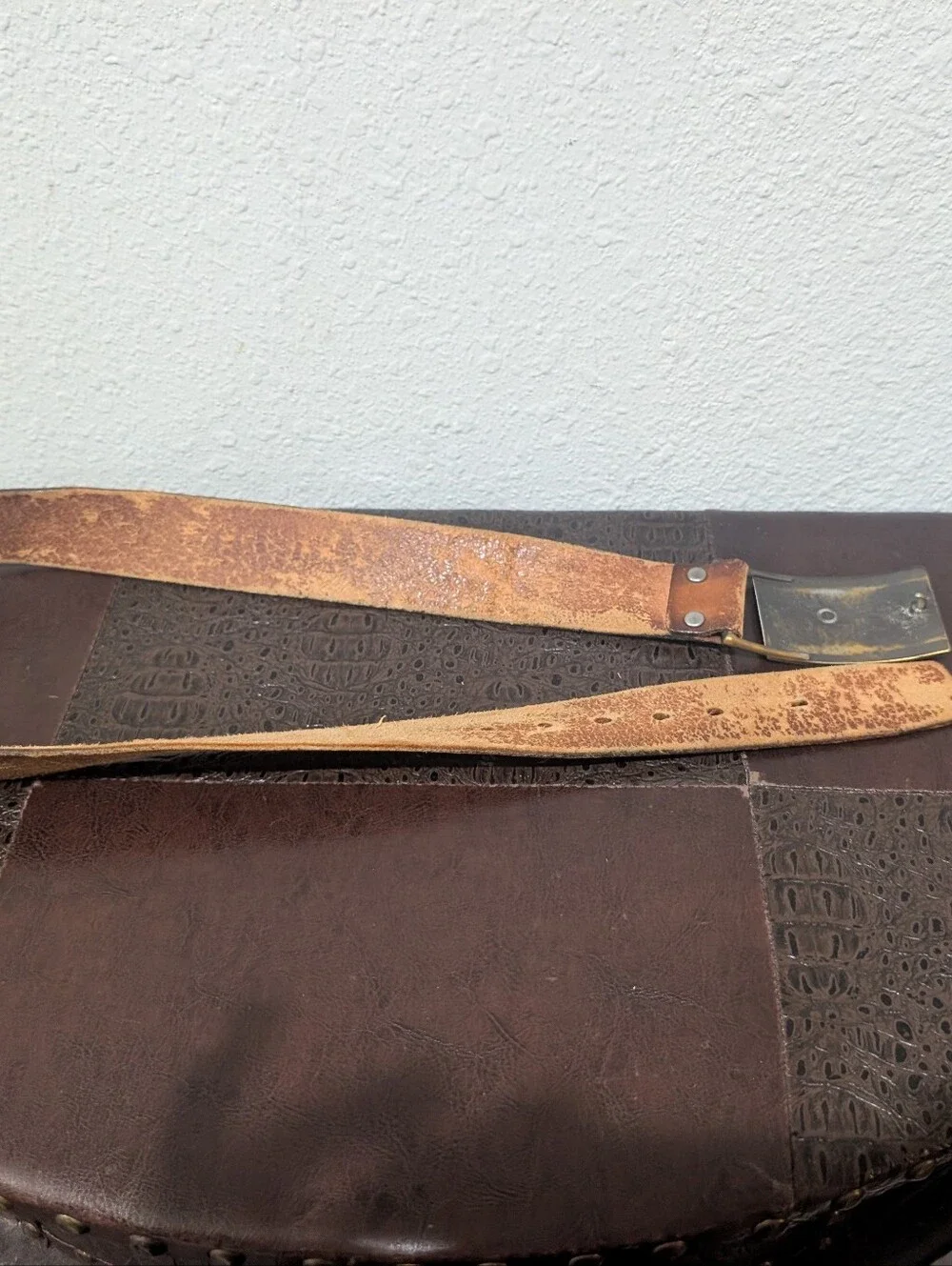 Vintage Levi Strauss & Co. Leather Belt Brass Buckle Made in USA